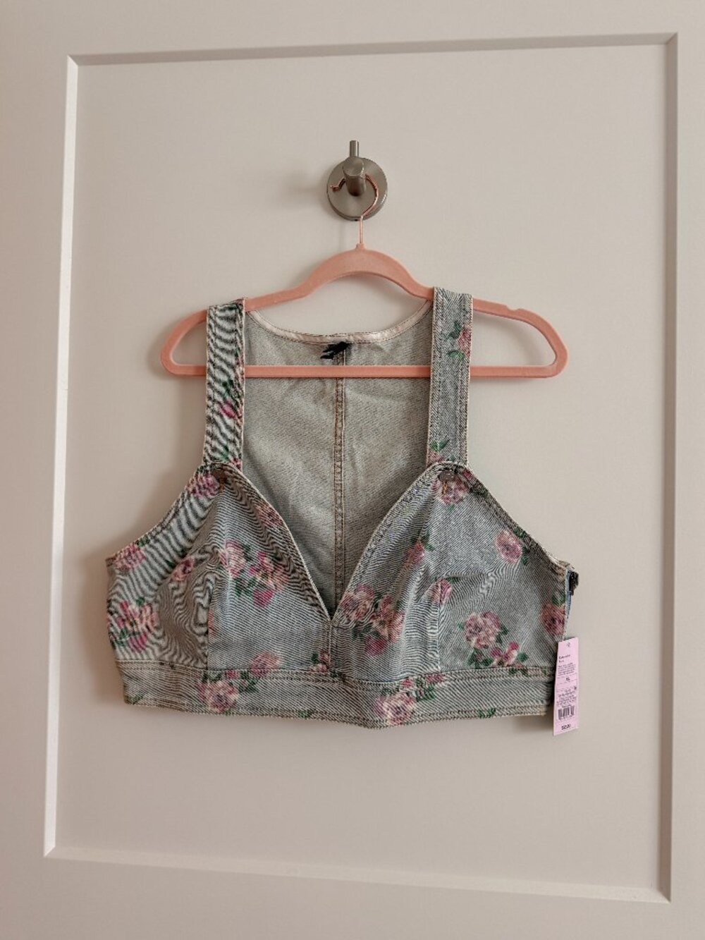 NWT Wild Fable Floral Denim Corset Crop Top | XL | Cottagecore
